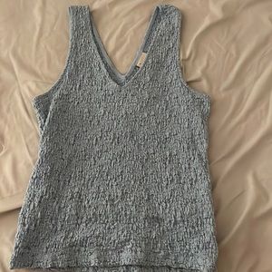 Blue crinkle tank top, with v-neck, size small